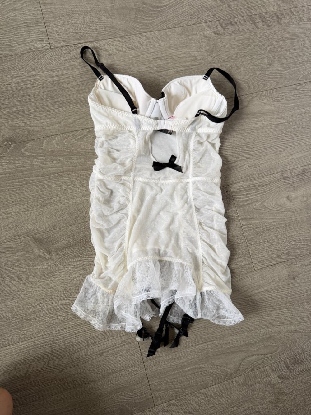 Victoria’s Secret Sexy Little Things White Lace Bustier Babydoll Garter Lingerie - Picture 5 of 10
